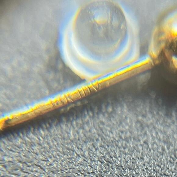 Designer Signed 14kt Yellow Gold 3mm Bezel CZ‎ Studs Earrings - Picture 10 of 12